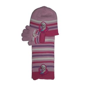 BONNET - CAGOULE ensemble bonnet gants écharpe la reine des neiges rose