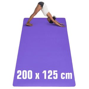 TAPIS DE SOL FITNESS 200x125 Grand Tapis de Sport - 6mm TPE Antidérapant - Tapis de Yoga Fitness XXL