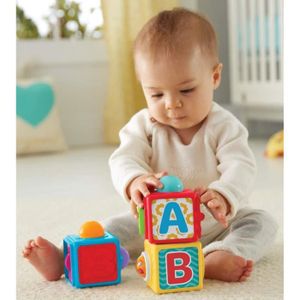 CUBE ÉVEIL 3 cubes colorés à empiler pour bébé 6 mois et plus