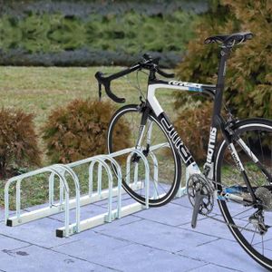 RACK RANGEMENT VÉLO Râtelier pour 4 vélos - HOMCOM - Acier galvanisé - Capacité 4 vélos - Largeur max. pneu 6 cm