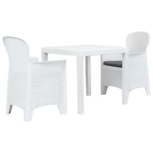 Ensemble De Bistro 3 Pcs Salon De Jardin Plastique Blanc Aspect De