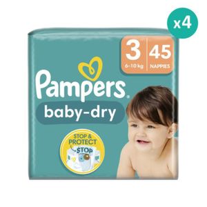 COUCHE Couches Baby Dry Taille 3 - Pampers - 34 Couches - Mixte - Moyen format - Blanc