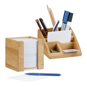 Schreibtisch Organizer Schublade Büro Briefablage Weiß Bambus Notizzettel Fächer