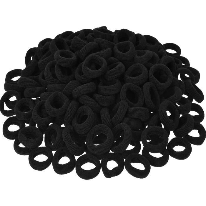 Lot de 30 mini élastiques à cheveux couleur noire.