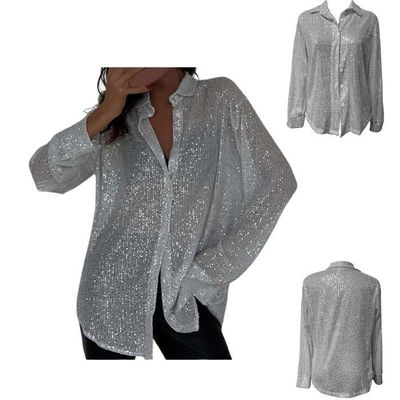 Ensemble Pull à Paillettes + Gilet Pour Femme - Style Club, Couleur Vieux Rose - Haut Pailleté Et Gilet Fluide