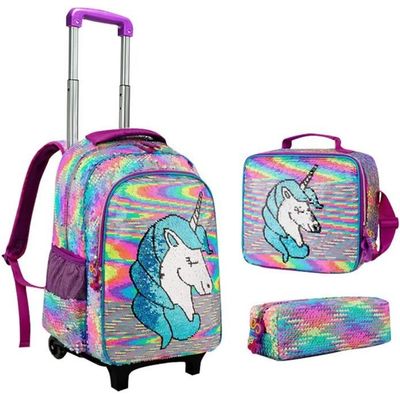 CARTABLE Cartable Filles Licorne Sac agrave Dos agrave roulettes