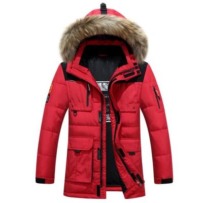 Doudoune Homme Rouge LEOCLOTHO Duvet de canard blanc Capuche Longue Epaissir Rouge Cdiscount Pret a Porter