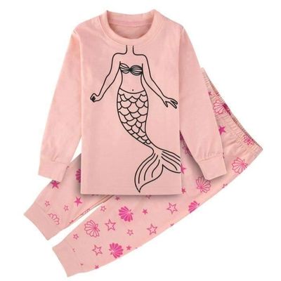 FUNMOON Fille Pyjama De Nuit Sirène Enfant Hiver Ensemble Manches