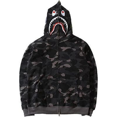 Sweat Bape Shark Homme Noir Bape Pull a capuche avec fermeture eclair Imprime camouflage 3D Noir Cdiscount Pret a Porter