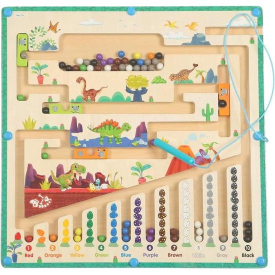 Kihhvlo Jeu Labyrinthe Magnétique Dinosaure - Jouet Éducatif Montessori Bois