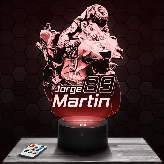 Lampe 3D Moto GP Personnalisable - Veilleuse 16 Couleurs Avec Message | Fabriqué En France