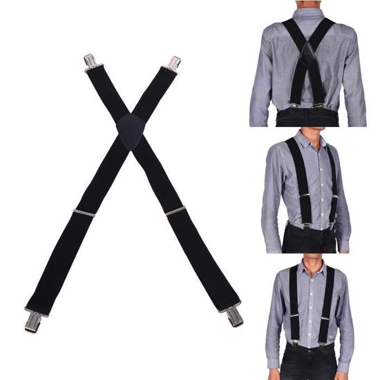 JEMYGINS Bretelles Homme 5 Cm - Élastiques Réglables Avec 4 Clips Métal Solides, Taille Unique