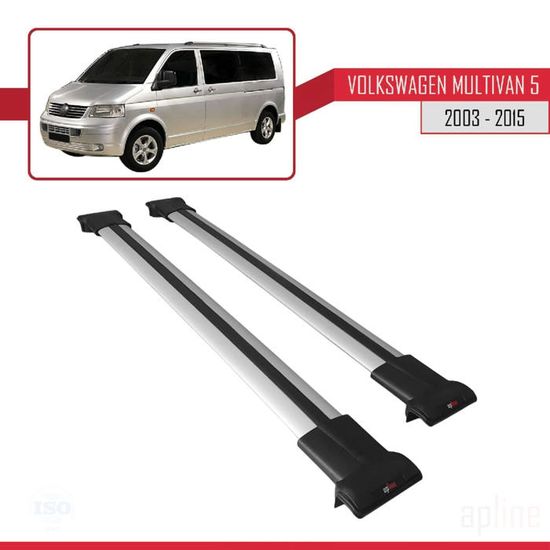 Compatible avec Volkswagen Multivan (T5) 2003-2015 Barres de Toit FLY Modèle Railing Porte-Bagages de voiture GRIS
