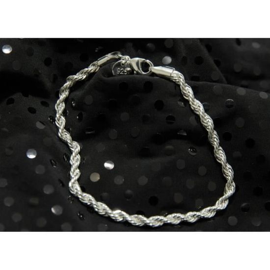 Bracelet Ancien En Argent 925 - Style Torsade - Occasion