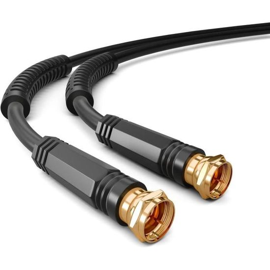 HB-DIGITAL Câble Antenne 20m 8K UHD - Coaxial Avec Fiches Or - DAB+/DVB-T2/C