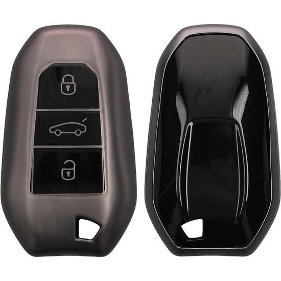 Kwmobile Coque Clé Voiture Cuir Véritable Marron Compatible Peugeot Citroën Smartkey 3 Boutons - Protection Élégante Keyless Go