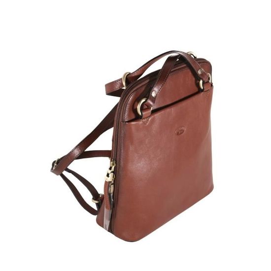 Sac à Dos Katana Cuir Gras M – Chocolat, 33x34x20 Cm, Femme, Neuf
