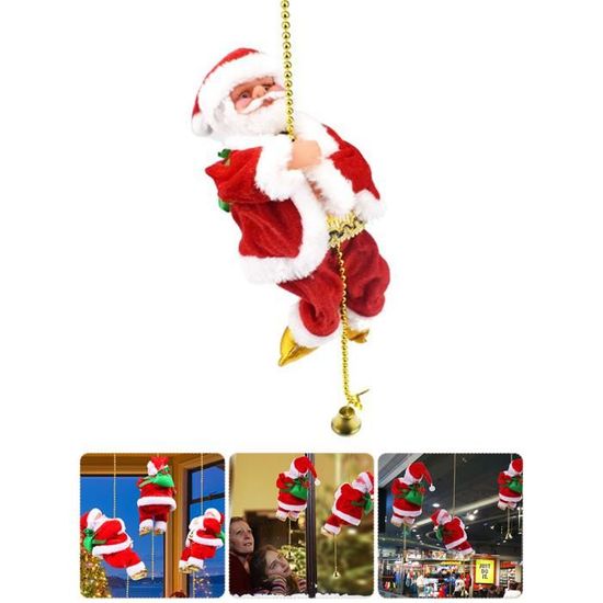 Ornement Décoration De Noël - TD® - Père Noël Grimpant - Échelle - Lumière - Musique
