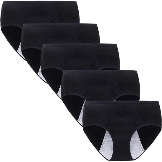 Culottes Menstruelles Ado - Lot De 5 - Coton Doux - Protection Anti-Fuites - 10-18 Ans