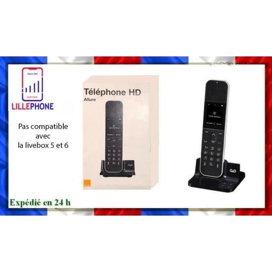 TELEPHONE FIXE SANSFIL HD ALLURE pour Live Box de ORANGE NOIR NEUF Cdiscount Téléphonie