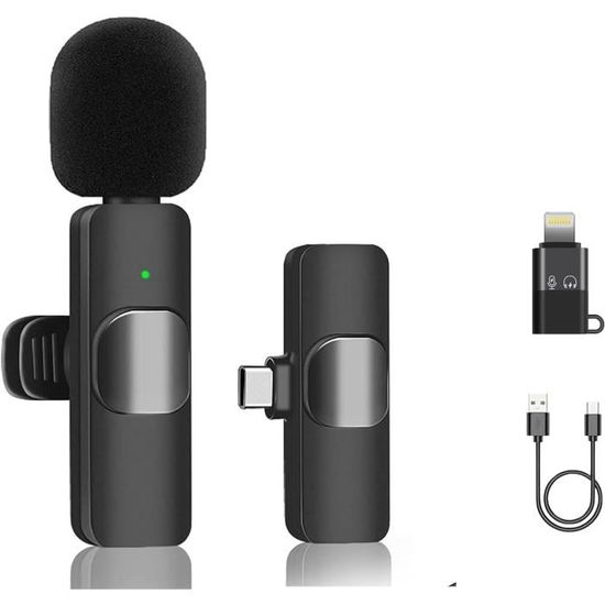 Micro Cravate Sans Fil Générique - Double Micro, Prise USB-C/3.5mm/USB | Pour Smartphone, Caméra, PC