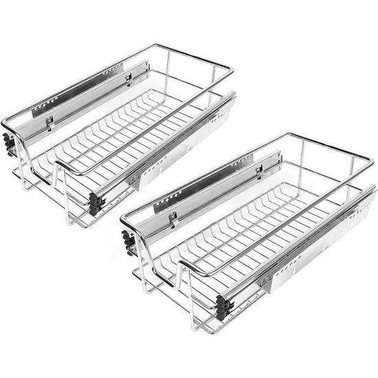 VINATO Lot De 3 Tiroirs Coulissants Cuisine Noir – 3 Tailles (27x40x7, 18x40x7, 13x40x7 Cm) – Rangement Placard Adhésif Ou Vis