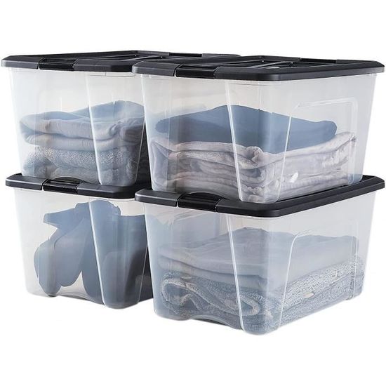 Boîtes De Rangement Aoki Box - Lot De 4, 45L, Gris Mauve - Super Solide !