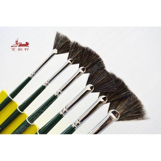 Set De 6 Pinceaux En éventail Poils De Sanglier - Tailles 2 à 12, Pour Peinture à L'huile, Acrylique Et Aquarelle