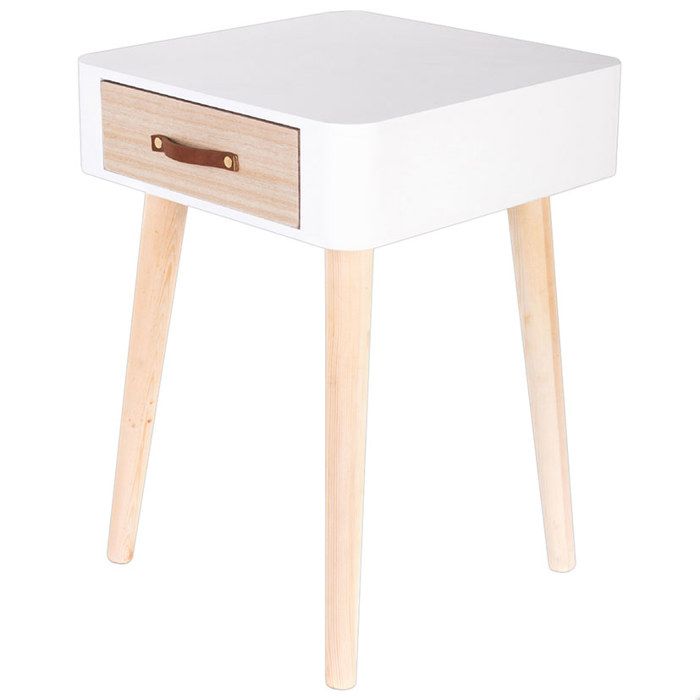 Chevet 1 tiroir - 35 x 35 x 48 cm - Bois - Gris 35 cm