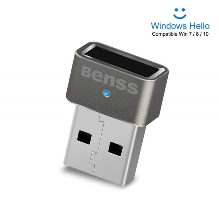 Benss Mini lecteur d'empreinte digitale USB pour Windows 10 Hello, aucun pilote nécessaire, pour ordinateur portable - PC - burea