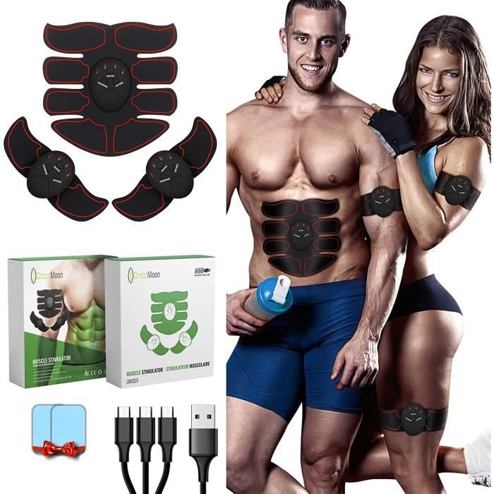 GreenMoon Electrostimulateur Musculaire, Ceinture Abdominale, Electrostimulateur fessier, Stimulateur Abdominal EMS, Appareil de Sti