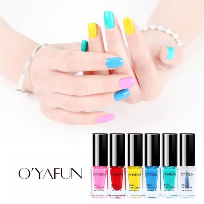 Oyafun Vernis à ongles pelable à base d'eau jetable quotidien 6 couleurs B1387