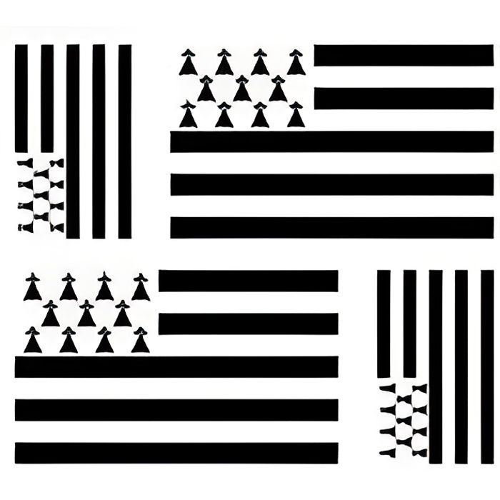 4 x Autocollant sticker voiture moto valise pc portable drapeau bretagne breton