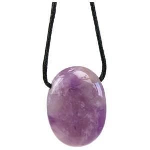 Pendentif pierre ovale percee - Amethyste