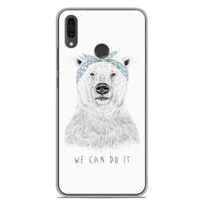 Coque pour smartphone compatible Huawei Y9 2019 en silicone gel protection arrière- BS We can do it