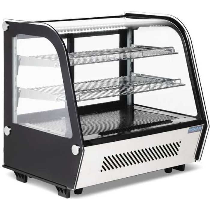Vitrine Réfrigérée à Poser 4 côtés Incurvée - Argentée 120 litres - Polar
