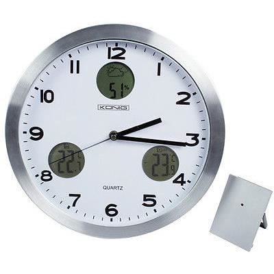 HORLOGE PENDULE MURALE STATION METEO CAPTEUR INTERIEUR EXTERIEUR AVEC PREVISIONS