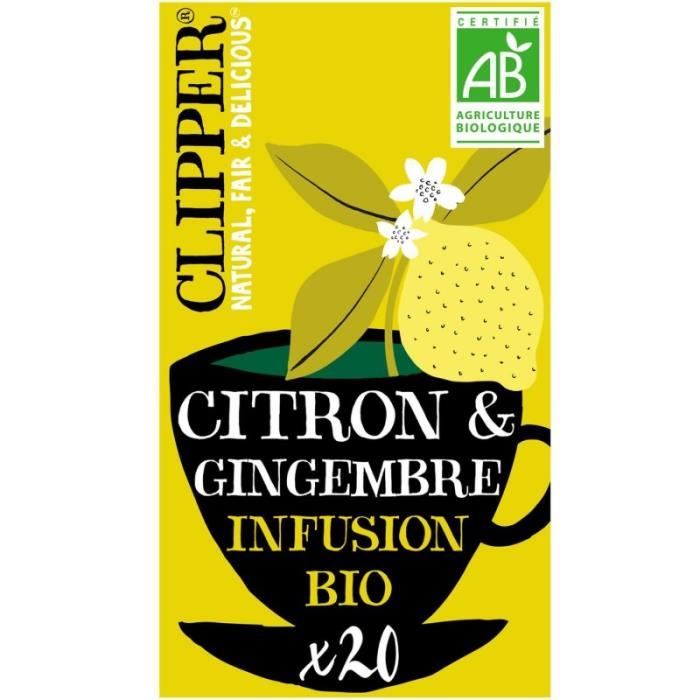 CLIPPER - Infusion Citron Gingembre 50G - Lot De 4