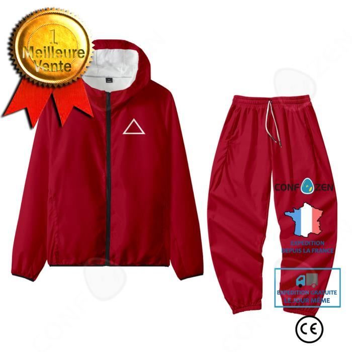 CONFO® Squid Game Squid Game Homme Maine Park Hae-soo Même Sportswear montant Zipper Sweat Triangle Rouge Sweat Sport Costume Décont