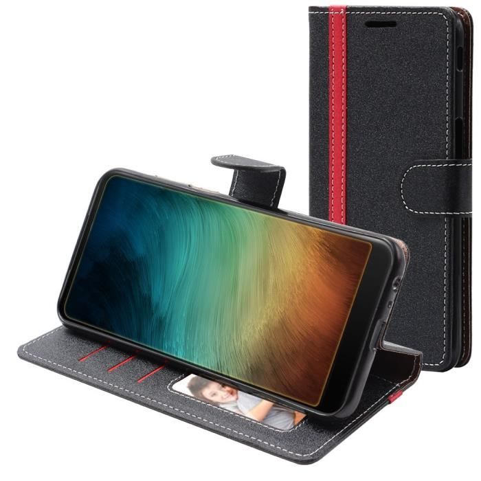 ebestStar ® Etui Portefeuille pour Xiaomi Redmi Note 10 *Housse PU Cuir Porte-Cartes, Noir - Rouge