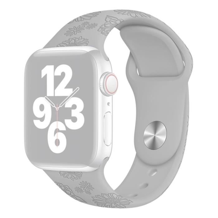 Connecteur De Bracelet Apple Watch Series 1-2-3 42Mm-Se-Série 4-5-6 44Mm-Série 7 45Mm Motif Élégant Imprimé Montre ,Tournesol Gris