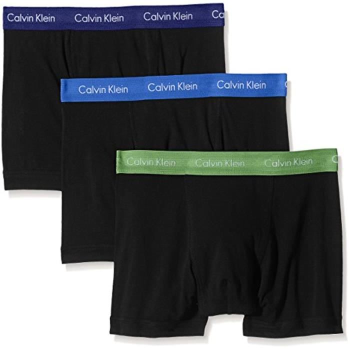 Calvin Klein 3 Pack Boxer / Trunk en coton stretch Bleu Turquoise Marine U2664 (Noir)