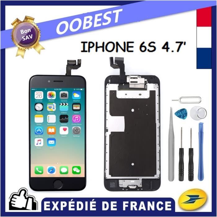 VITRE TACTILE + ECRAN LCD SUR CHASSIS + HOME CAMERA COMPLET POUR IPHONE 6S 4.7\