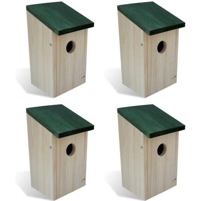 Set de 4 pcs Maison-Nichoir d'Oiseau Boite en Bois