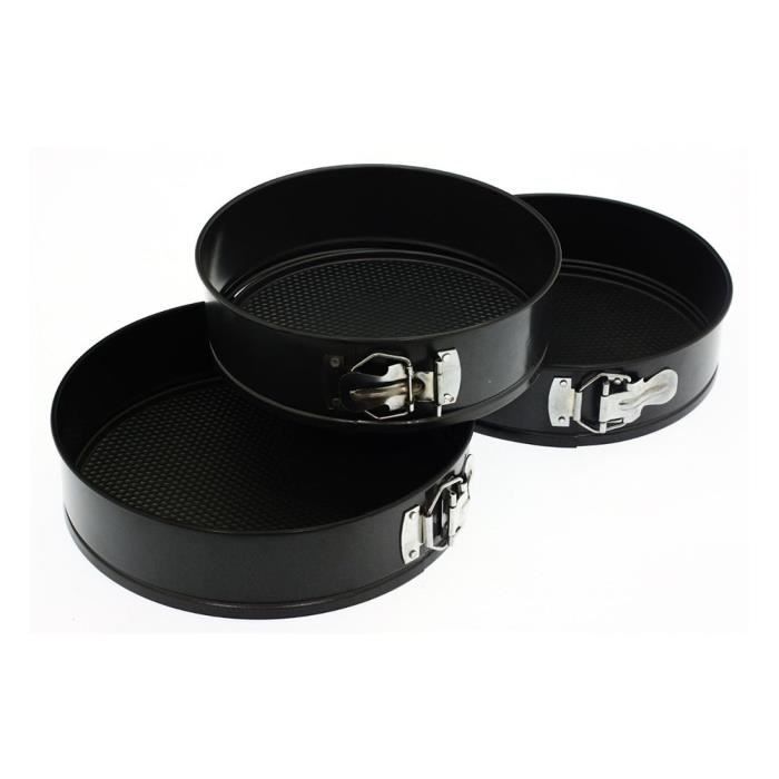Lot de 3 moules à gâteaux à manqué démontables