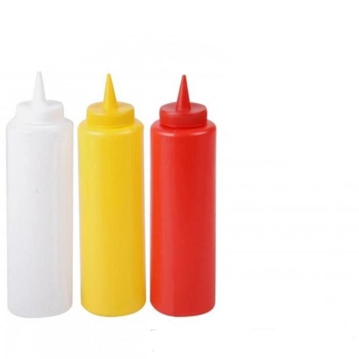 Bouteille à Sauce Flacon Souple en Plastique Restauration Rapide Ketchup Moutarde Mayonnaise