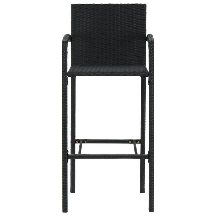 Tabourets de bar 2 pcs Noir Résine tressée YIN