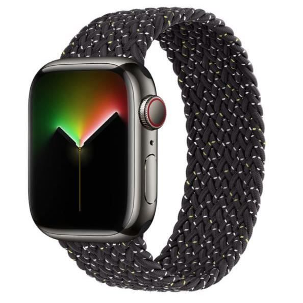 Bracelet Boucle Unique Tressé pour Apple Watch 38mm-40mm-41mm Series 8 SE 7 6 5 4 3 2 1 - Noir Etoilé Doux - Taille S