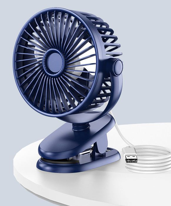Ventilateur électrique - KZQ - Portable - Rechargeable USB - Oscillation 360° - Couleur bleue - Kzq