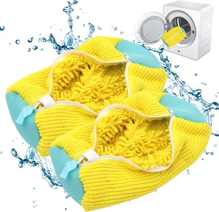 Lot De 2 Sacs De Lavage Pour Chaussures En Machine – Protection Baskets & Sport, Maille Respirante, Réutilisables Jaune